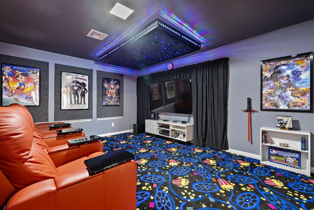 417 Freeman Park Pl, Round Rock, TX 78665 - carpeted home theater featuring baseboards