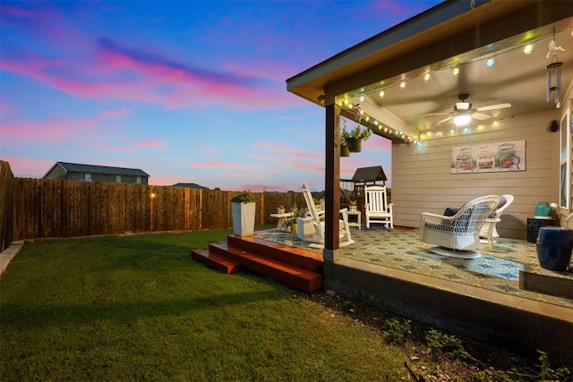 360 Waterloo Dr, Kyle, TX 78640 - view of yard featuring ceiling fan and a wooden deck