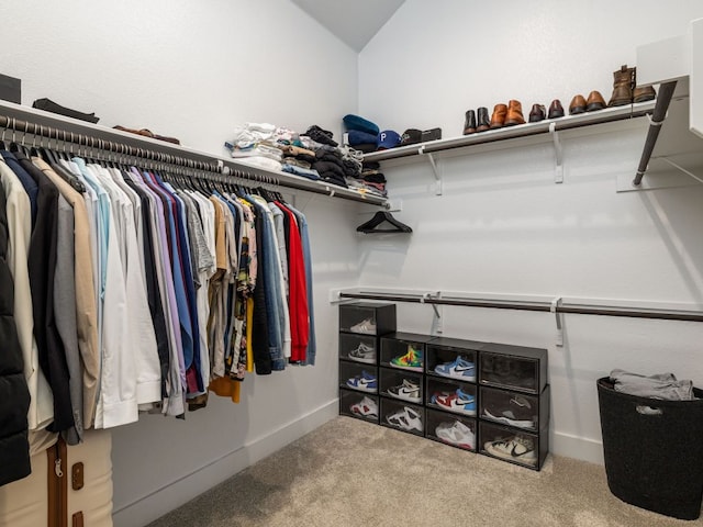20513 Christie Marie Ln, Pflugerville, TX 78660 - walk in closet with carpet flooring and vaulted ceiling
