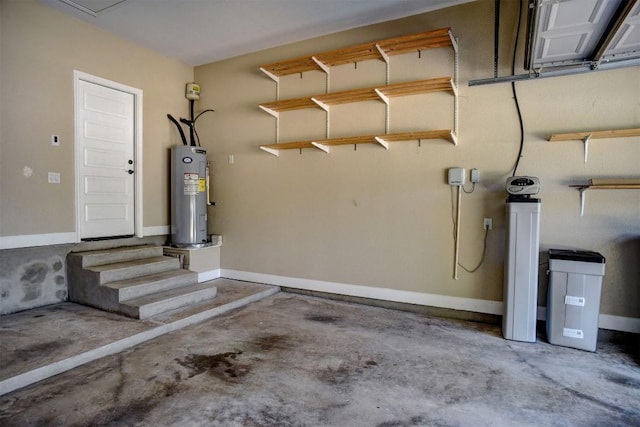 garage featuring electric water heater