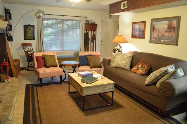 907 Pepperell Ct, Austin, TX 78753 - living room featuring a ceiling fan
