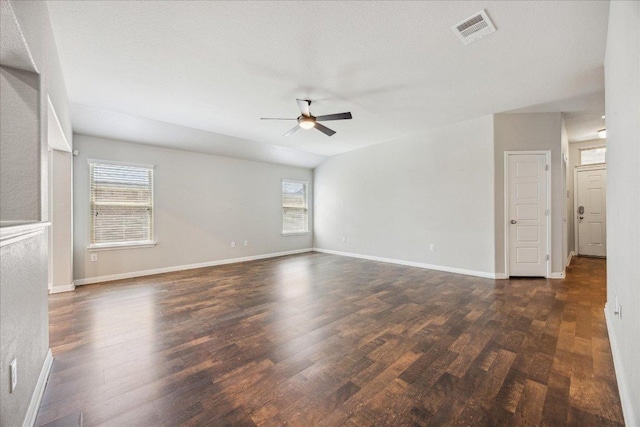 504 Longhorn Cavern Rd, Leander, TX 78641 - empty room with a ceiling fan and dark wood-style floors