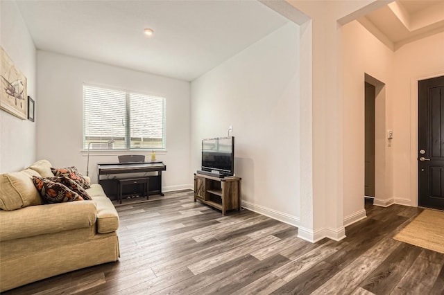 4608 Modena Bay Bnd, Leander, TX 78641 - living area with dark wood-style floors and baseboards
