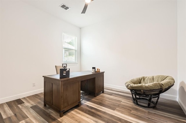 4608 Modena Bay Bnd, Leander, TX 78641 - office featuring wood finished floors and a ceiling fan
