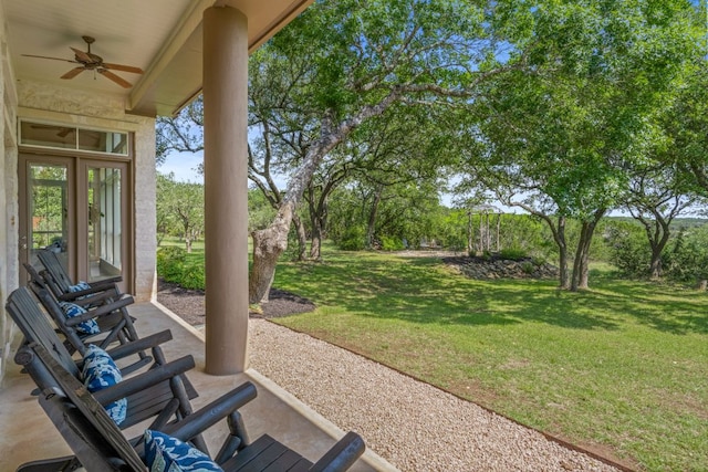325 Onion Creek Ranch Rd, Driftwood, TX 78619 - view of patio / terrace with ceiling fan