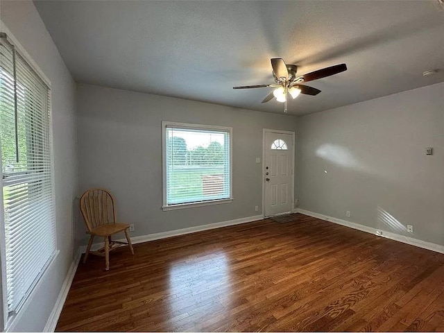 202 Prima St Unit A, Smithville, TX 78957 - foyer with wood finished floors, a ceiling fan, and baseboards