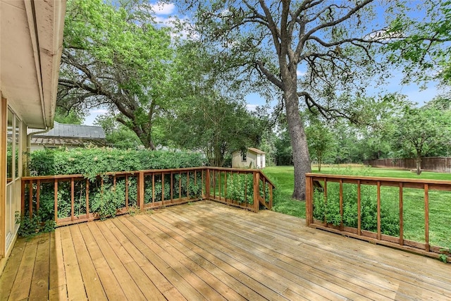 503 Colorado St, Smithville, TX 78957 - deck with an outdoor structure and a fenced backyard