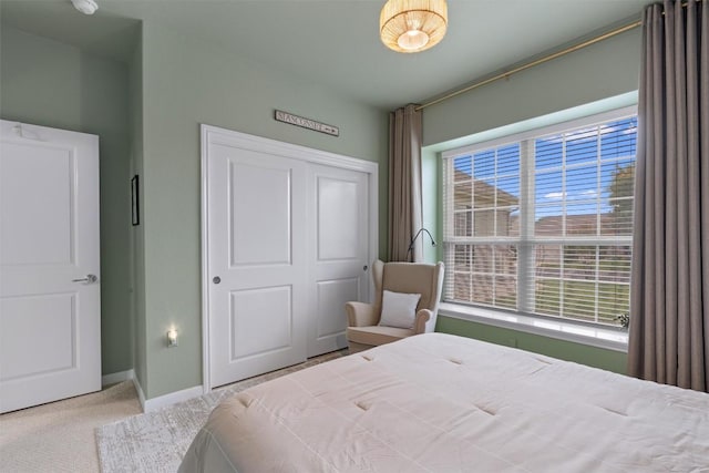 214 Fieldstone Dr, Georgetown, TX 78633 - bedroom with carpet flooring, multiple windows, a closet, and baseboards
