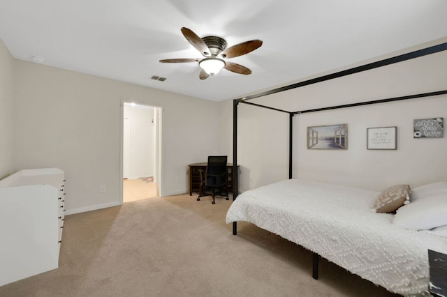 504 Sapphire Ln, Jarrell, TX 76537 - bedroom with carpet floors, a ceiling fan, and baseboards
