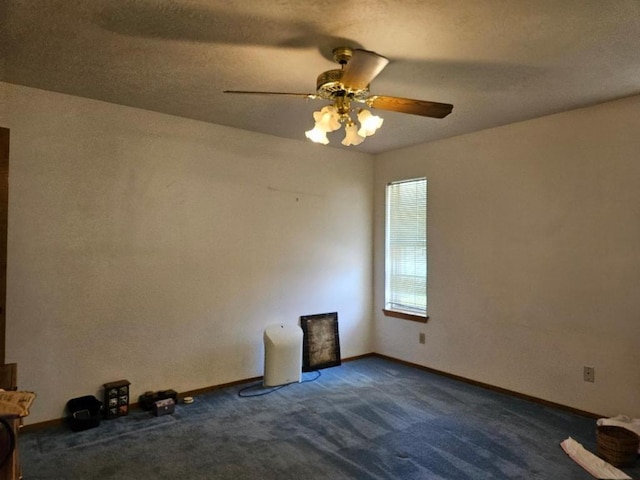 102 Stubblefield Dr, Elgin, TX 78621 - empty room featuring a ceiling fan, dark carpet, and baseboards