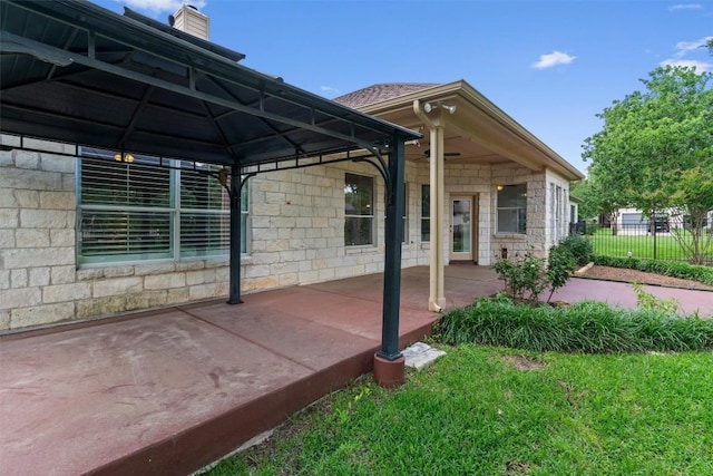 105 Longhorn Cavern Cv, Georgetown, TX 78633 - view of patio / terrace with ceiling fan and a gazebo