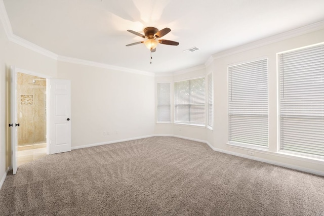 1345 Becca Teal Pl, Round Rock, TX 78681 - carpeted empty room with crown molding and a ceiling fan