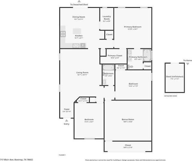 717 Blair Ave, Bastrop, TX 78602 - room layout