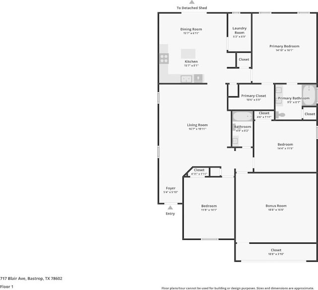 717 Blair Ave, Bastrop, TX 78602 - floor plan / room layout