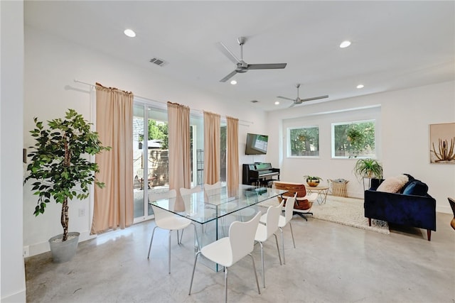 5506 Evans Ave Unit 1, Austin, TX 78751 - dining space with concrete floors, ceiling fan, and recessed lighting