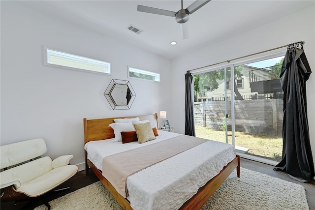 5506 Evans Ave Unit 1, Austin, TX 78751 - bedroom featuring access to outside, recessed lighting, and a ceiling fan