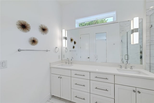 5506 Evans Ave Unit 1, Austin, TX 78751 - bathroom featuring double vanity and a shower stall