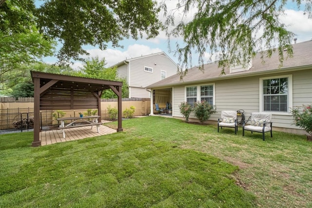 view of yard featuring a deck