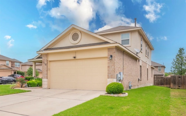 1714 Deodara Dr, Cedar Park, TX 78613 - traditional-style house featuring stucco siding, concrete driveway, a garage, and brick siding