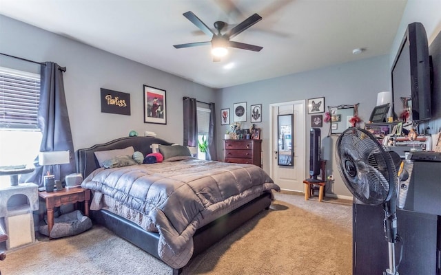 1714 Deodara Dr, Cedar Park, TX 78613 - bedroom with light carpet, multiple windows, and ceiling fan