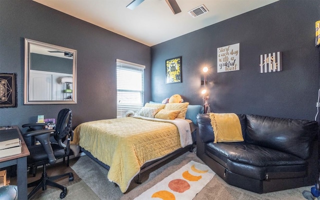 1714 Deodara Dr, Cedar Park, TX 78613 - carpeted bedroom with an office area and ceiling fan