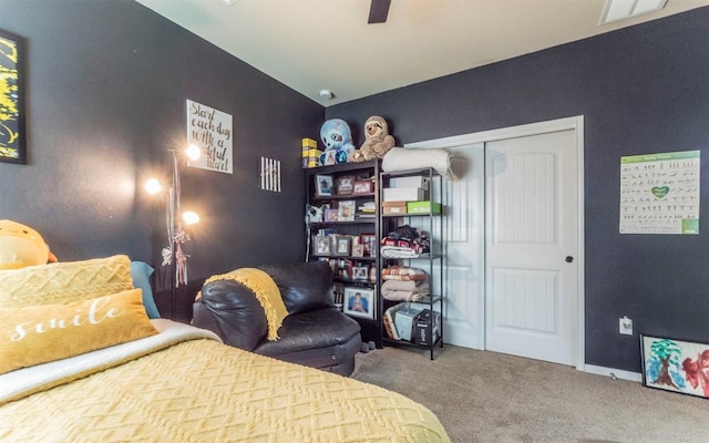 1714 Deodara Dr, Cedar Park, TX 78613 - carpeted bedroom featuring a closet and ceiling fan