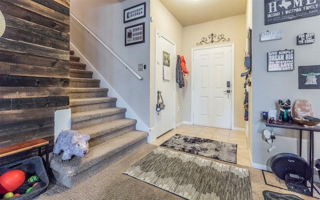 1714 Deodara Dr, Cedar Park, TX 78613 - foyer with stairway and tile patterned flooring
