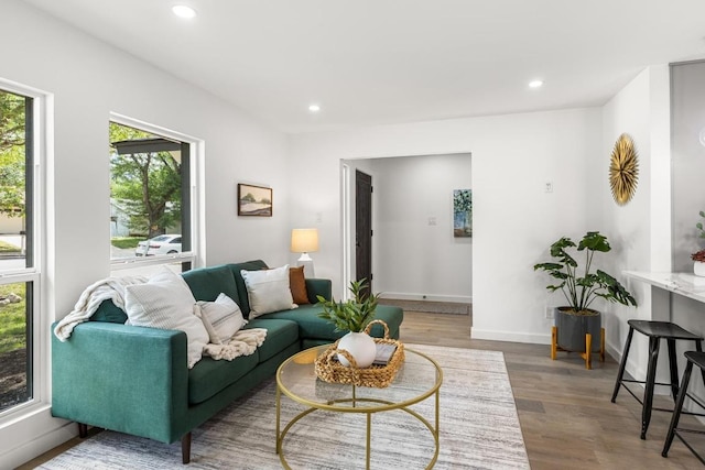 2506 Carlow Dr, Austin, TX 78745 - living area featuring wood finished floors, recessed lighting, and baseboards