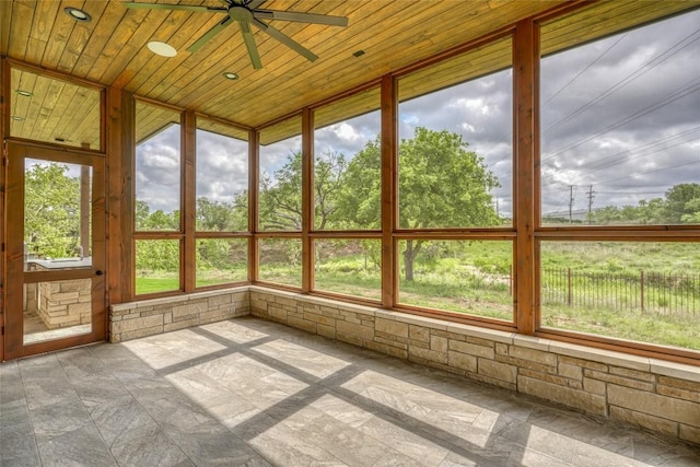 106 Edwards Cir, Horseshoe Bay, TX 78657 - unfurnished sunroom with wooden ceiling and stone finish floors