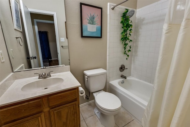 6614 Bramber Ln, Austin, TX 78754 - full bathroom featuring toilet, vanity, tile patterned flooring, and shower / tub combo