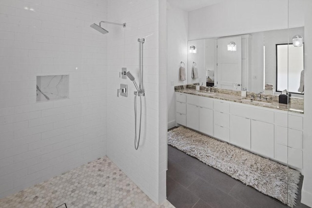 301 Eocene, Horseshoe Bay, TX 78657 - bathroom with tiled shower and double vanity