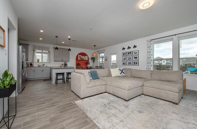 500 Pickrell Loop, Liberty Hill, TX 78642 - living area with light wood-type flooring and recessed lighting