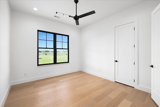 1754 County Road 146th Rd, Georgetown, TX 78633 - spare room with light wood-style flooring, ceiling fan, and recessed lighting