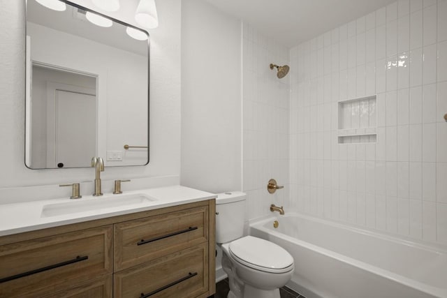 1417 Charolais Dr, Austin, TX 78758 - full bathroom with toilet, vanity, and bathtub / shower combination