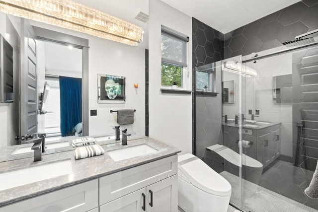 1111 Walton Ln Unit 2, Austin, TX 78721 - full bathroom with toilet, vanity, and a shower stall