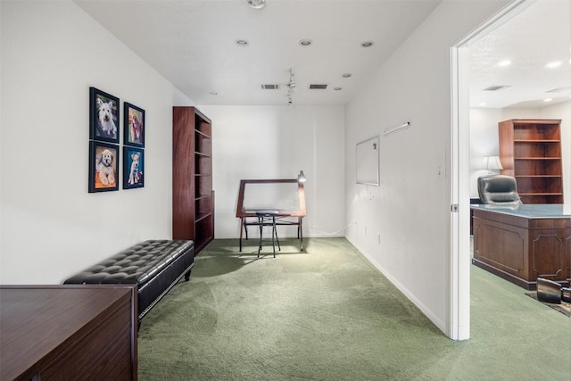 401 Southern Dr, Buda, TX 78610 - living area with light carpet, baseboards, and recessed lighting