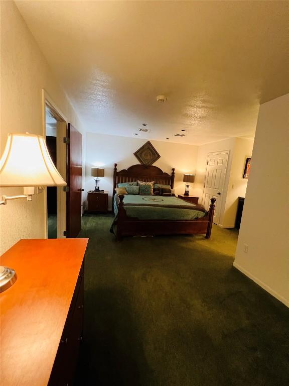 401 Southern Dr, Buda, TX 78610 - bedroom with dark colored carpet