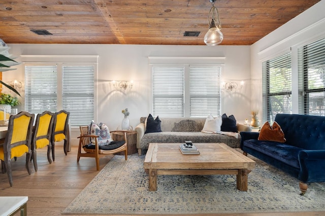 1307 E 2nd St, Austin, TX 78702 - living area featuring wooden ceiling and wood finished floors