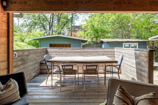1307 E 2nd St, Austin, TX 78702 - wooden deck featuring outdoor dining space