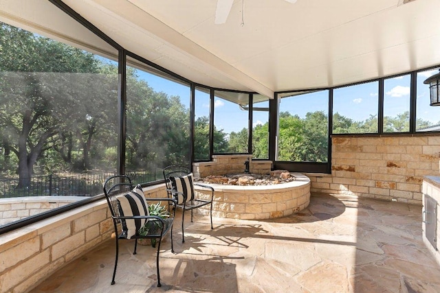 307 Palmetto Dr, Georgetown, TX 78633 - sunroom with lofted ceiling and ceiling fan