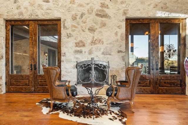 164 Camino Del Reserve, Comfort, TX 78013 - dining room with french doors and wood finished floors