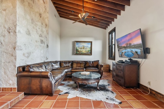 164 Camino Del Reserve, Comfort, TX 78013 - living room featuring ceiling fan and tile patterned floors