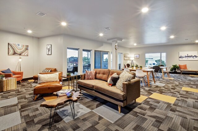 6444 Burnet Rd Unit 204, Austin, TX 78757 - living room with carpet floors and recessed lighting