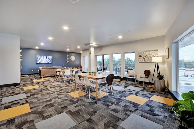 6444 Burnet Rd Unit 204, Austin, TX 78757 - carpeted dining room with recessed lighting and plenty of natural light
