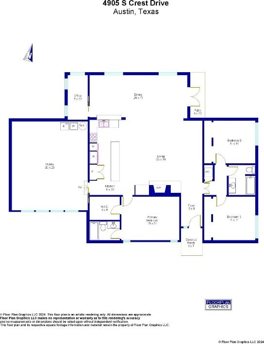 4905 Southcrest Dr, Austin, TX 78746 - floor plan / room layout