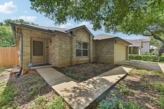 1208 Water Spaniel Way, Round Rock, TX 78664 - ranch-style house featuring an attached garage, fence, and brick siding