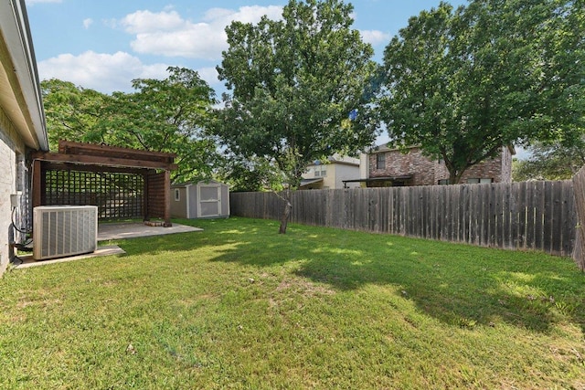 1208 Water Spaniel Way, Round Rock, TX 78664 - view of yard with cooling unit, a storage unit, a patio, and an outdoor structure