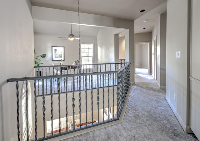 3508 Red River St, Austin, TX 78705 - hall featuring carpet, an upstairs landing, and baseboards