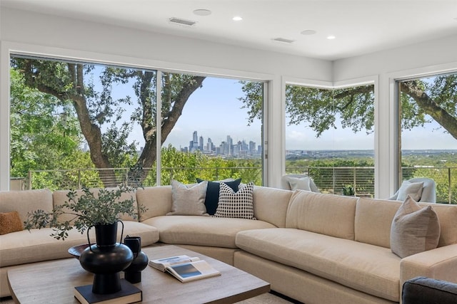 706 Las Lomas Dr, West Lake Hills, TX 78746 - sunroom featuring a view of skyline and recessed lighting