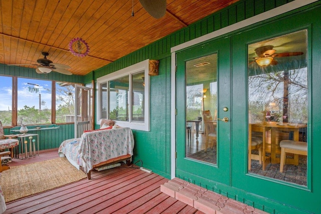 6906 Chinook Dr, Austin, TX 78736 - sunroom featuring ceiling fan and french doors